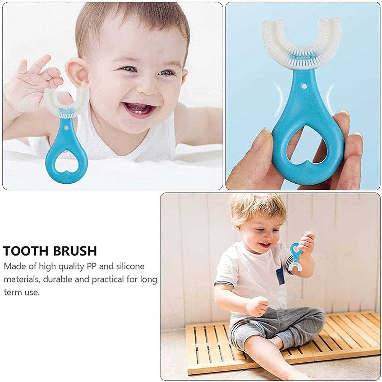 Your Brand kids u shaped toothbrush in blue, designed for easy grip and effective cleaning for children