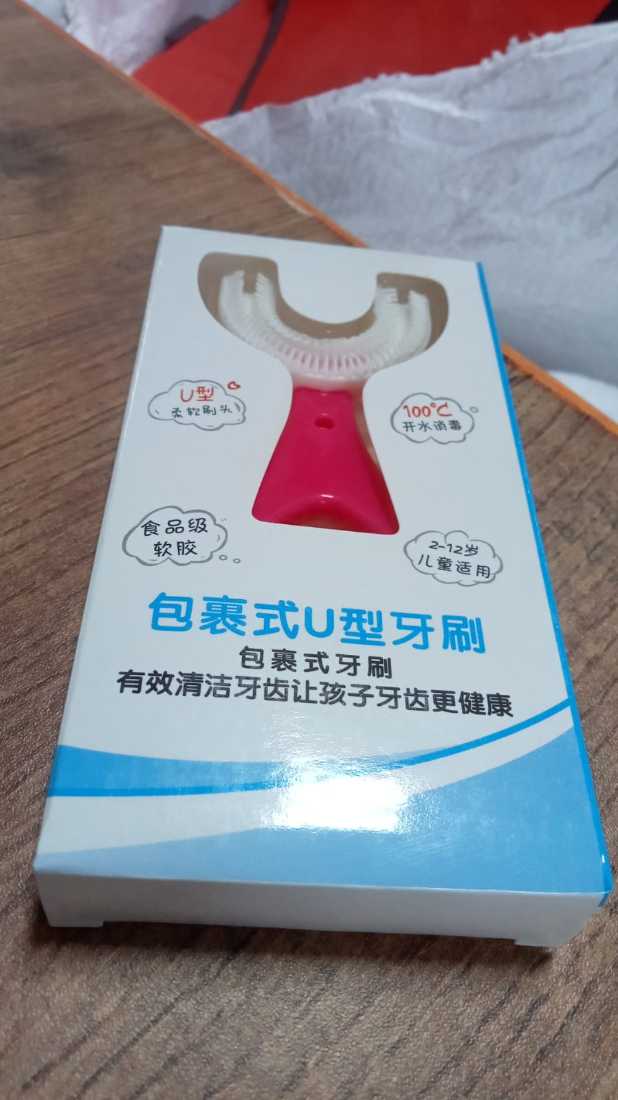 Your Brand kids u shaped toothbrush in pink packaging promoting effective dental health for children