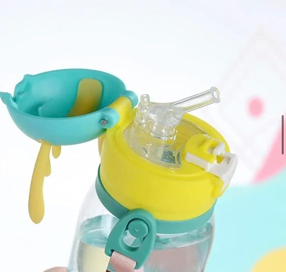 The Gir Farmer cartoon deer water bottle for kids with flip straw lid silicone cover and adjustable carry strap