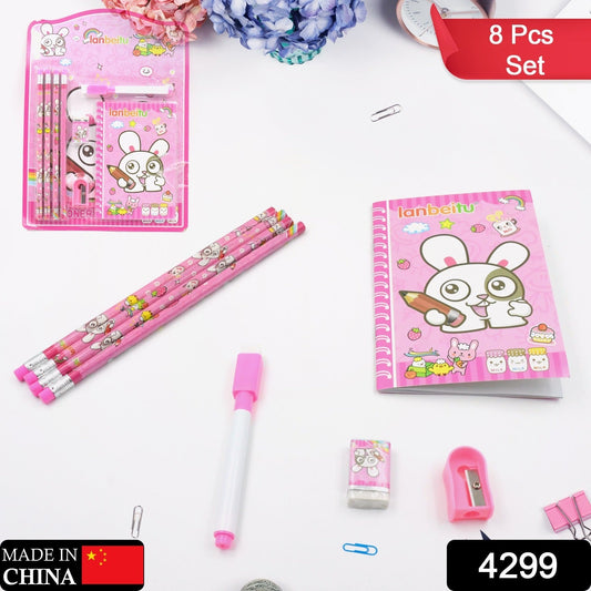 Kids stationery kit with diary featuring cute cartoon designs and essential writing tools