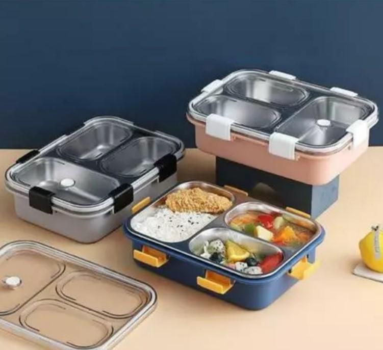 The Gir Farmer leak proof multicolor lunch container with three compartments and secure latches