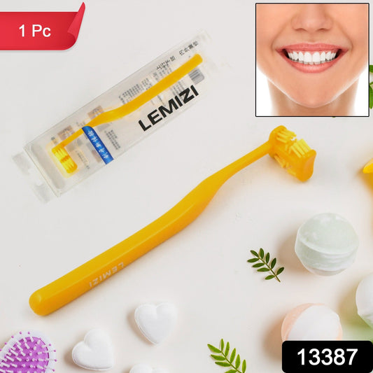 Yellow six sided soft toothbrush from Your Brand for effective and gentle cleaning