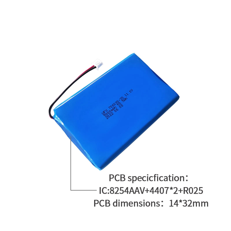UttamRobotics 11.1V 5000mAh lithium ion battery pack blue pouch with connector for drones and robots