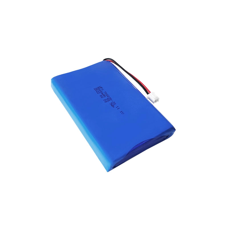 UttamRobotics 11.1V 5000mAh lithium ion battery pack blue pouch with red black wires and white connector