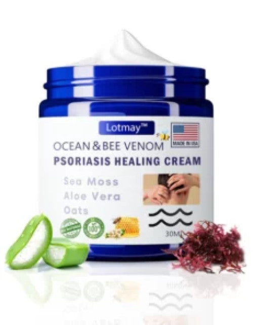 Lotmay Ocean Bee Venom Psoriasis Cream with Aloe Vera and Sea Moss for effective skin healing