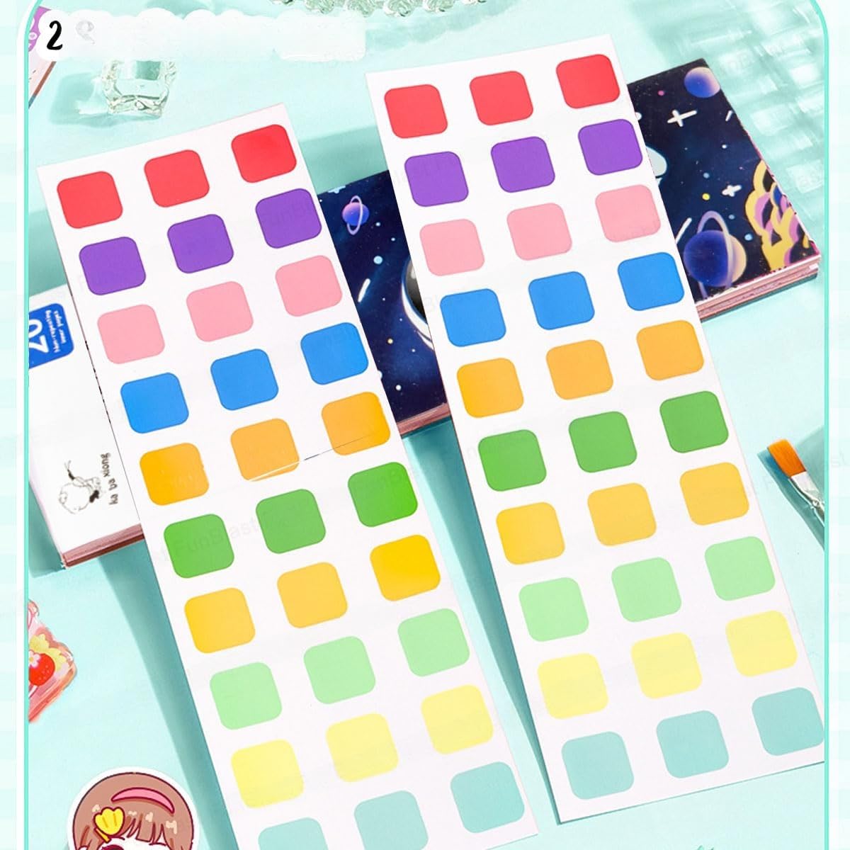 Magic water coloring book for kids featuring colorful paint palettes and space-themed pages