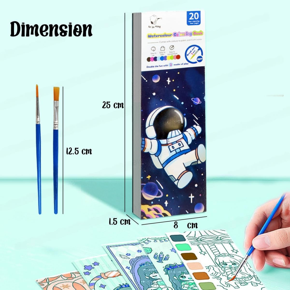 Magic water coloring book for kids by Amd-Deodap with space astronaut cover and paintbrushes included