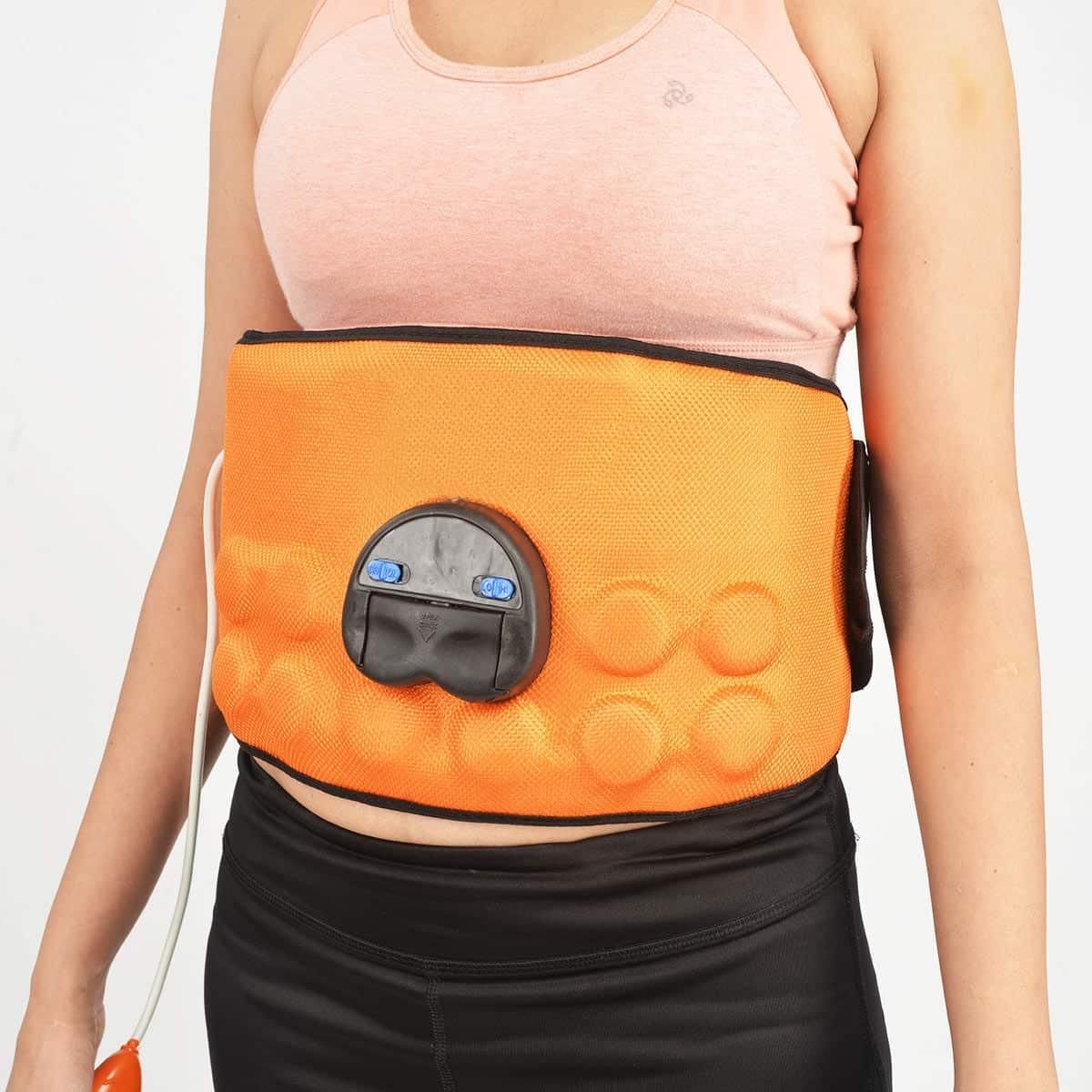 Orange magnetic waist trimmer for stomach worn around waist for slimming and support