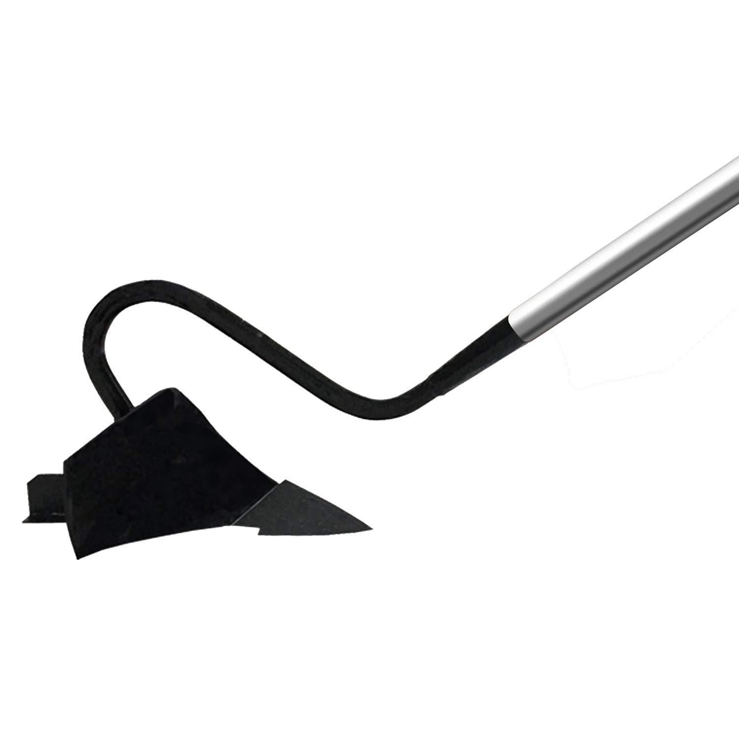 The Gir Farmer manual soil cultivator tool with metal handle and curved blade for gardening