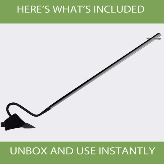 The Gir Farmer manual soil cultivator tool with long handle and angled blade for easy soil turning