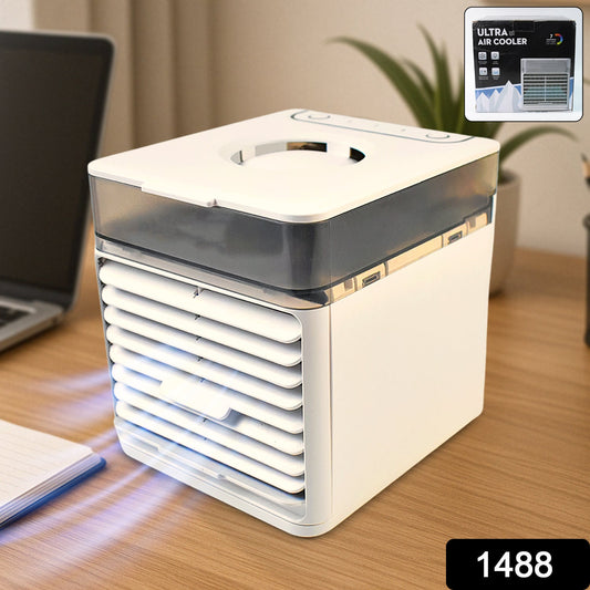 Your Brand mini portable air cooler in white with adjustable settings for refreshing airflow at home or office