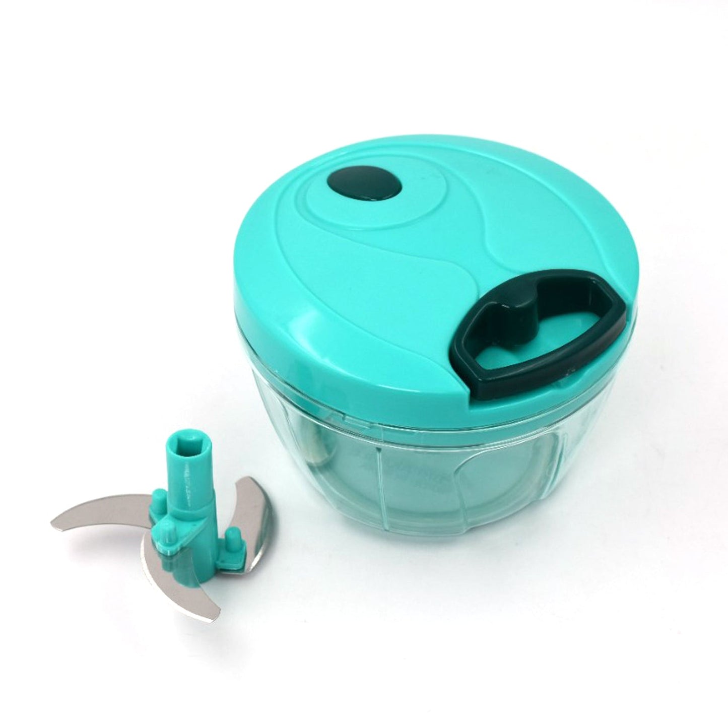 Wukusy mini vegetable chopper in teal with stainless steel blades for quick and easy food preparation