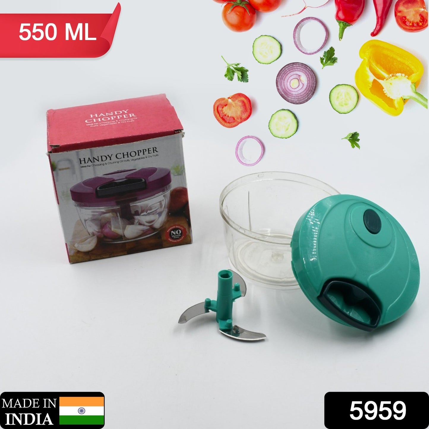 Wukusy mini vegetable chopper with a green lid and stainless steel blades for quick food preparation