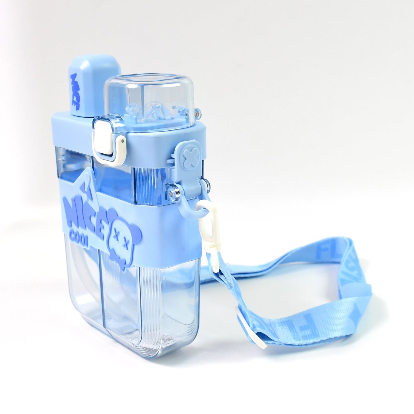 Wukusy Dual Compartment Water Bottle in Blue with Adjustable Strap for Hydration on the Go