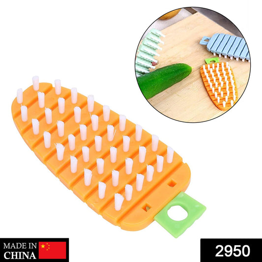 Non-toxic vegetable scrubbing brush in orange designed for effective cleaning of vegetables