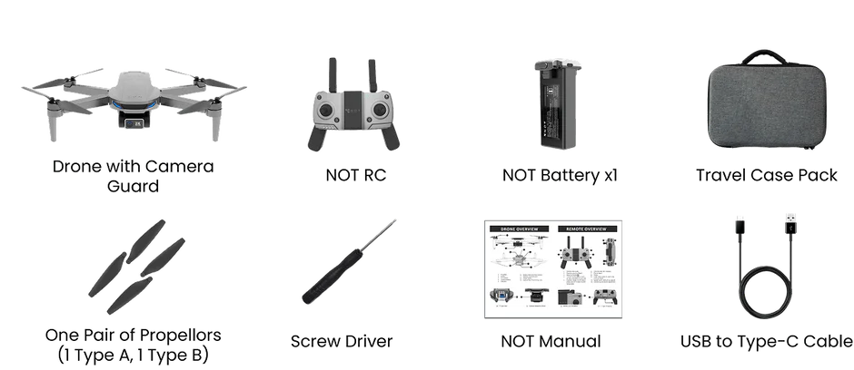 THE GIR FARMER not oro drone 2k quadcopter with remote controller battery case spare props manual and cable