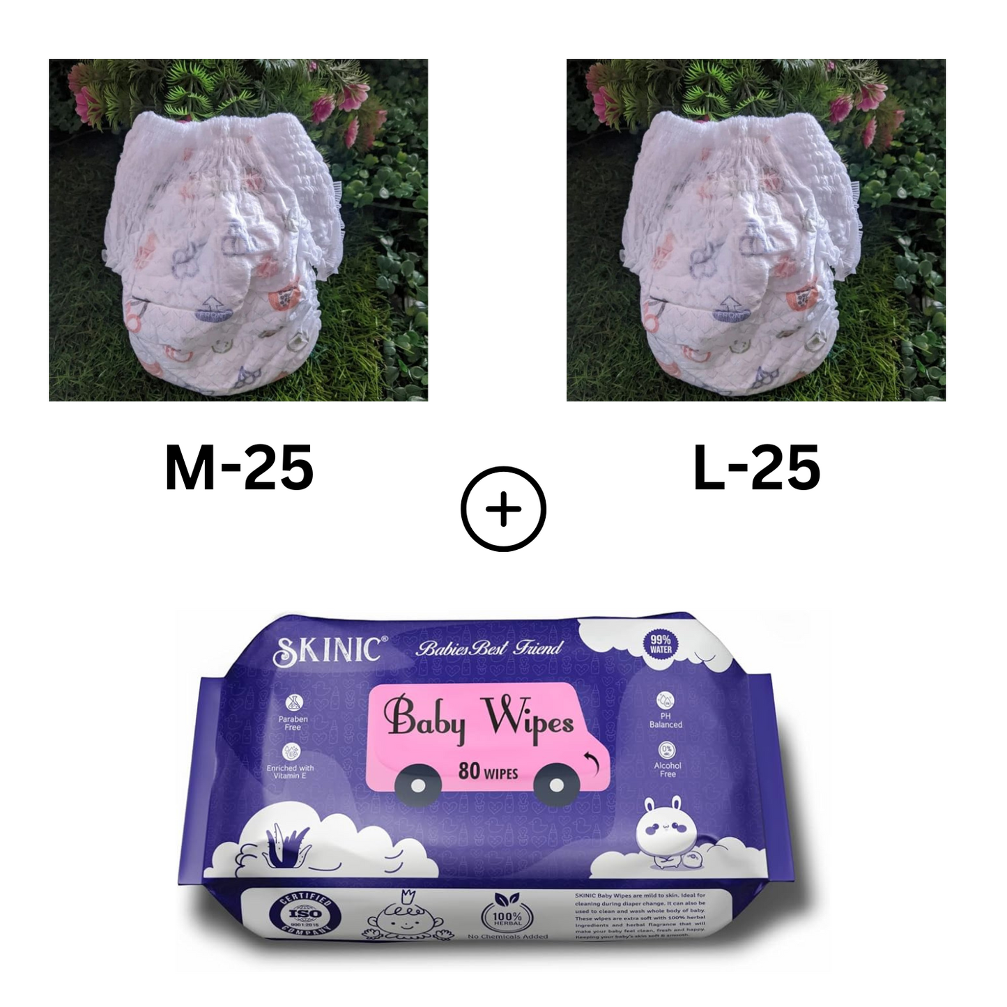 THE GIR FARMER organic baby diaper combo with soft patterns and included baby wipes for gentle care
