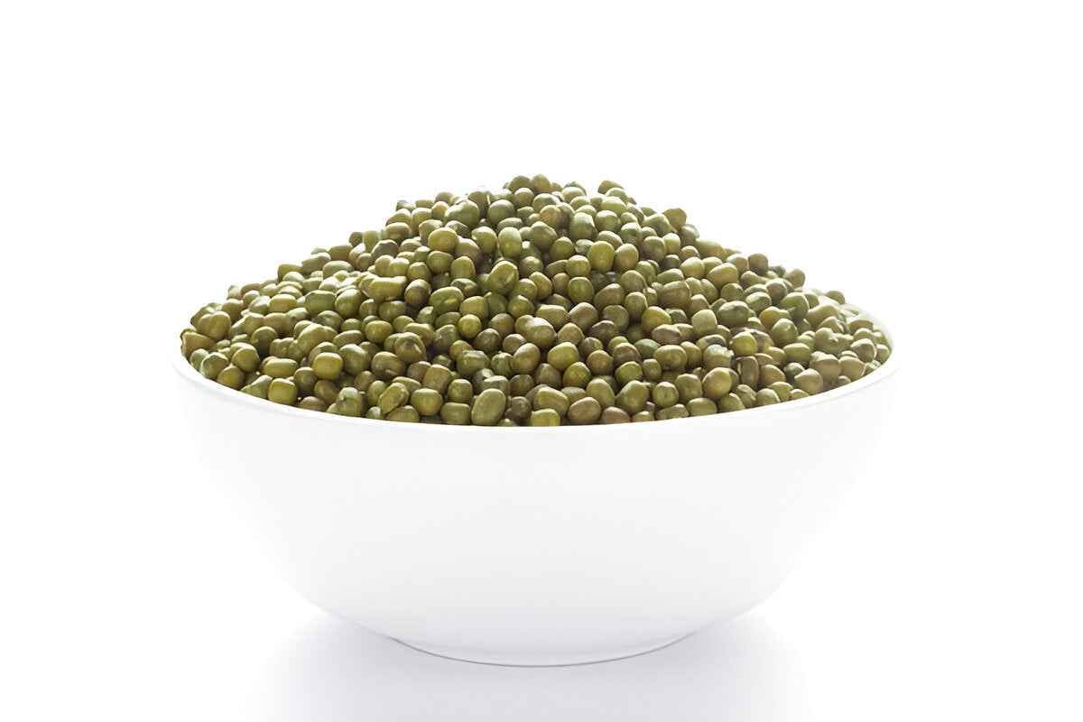 Bowl of organic green moong beans perfect for healthy meals and salads