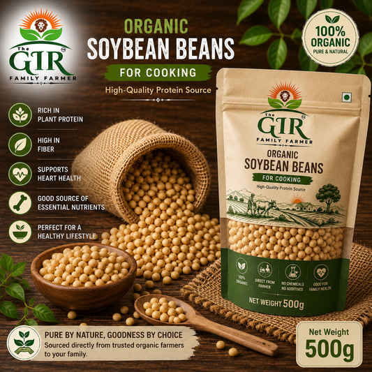 THE GIR FARMER Organic Soybean Beans for cooking, rich in protein and fiber, in a 500g eco-friendly package