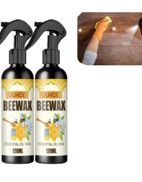 OUHOE Beewax Essential Oil Wax 120ml spray for using organic wood polish on furniture
