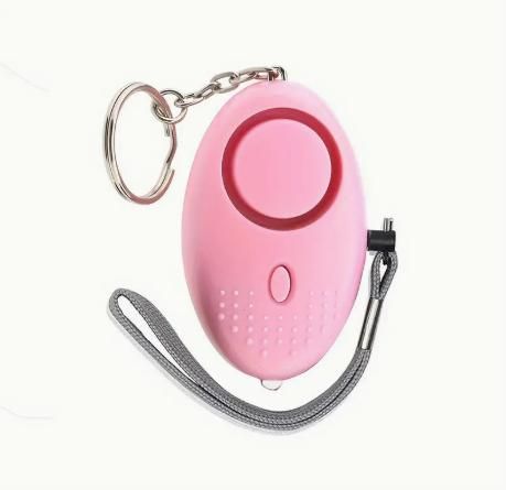 Pink emergency safety keyring with wrist strap and metal key ring for quick access