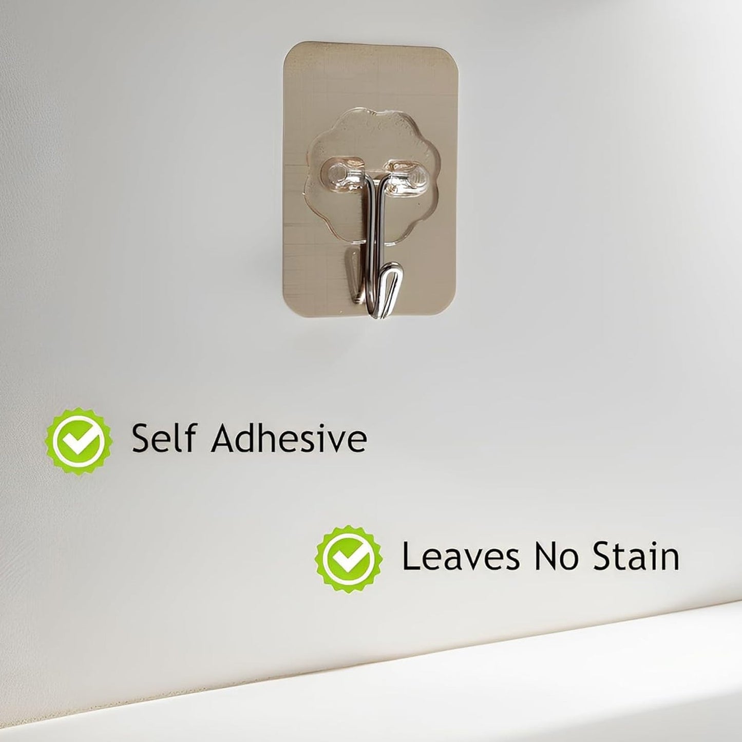 Plastic sticky wall hooks heavy duty with self-adhesive design leaves no stain on the wall