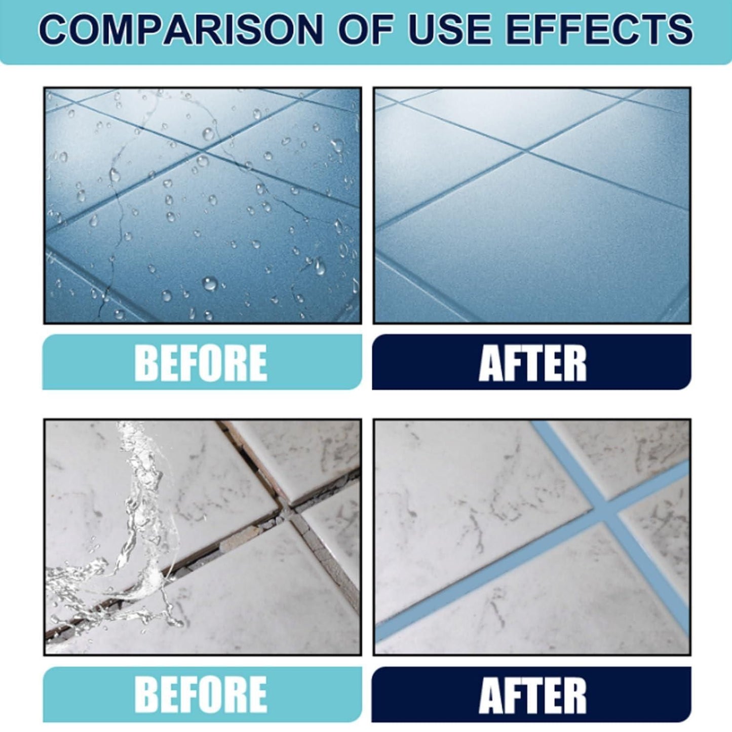 Comparison showing the before and after effects of the best waterproofing solution for roofs on tiled surfaces