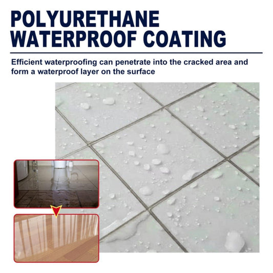 Polyurethane waterproof coating with water droplets showing best waterproofing solution for roofs on cracked surface