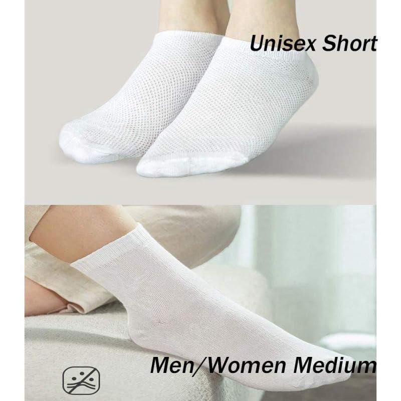 Portable disposable travel socks in white, ideal for men and women, featuring a unisex short design