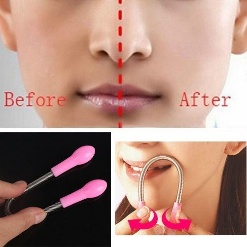 Before and after images showing results using a portable nose hair removal kit for easy grooming