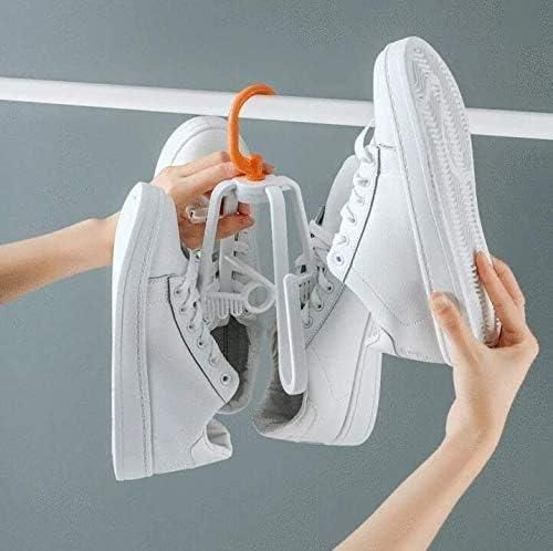 THE GIR FARMER portable shoe organizer hanging two pairs of white sneakers on a rod