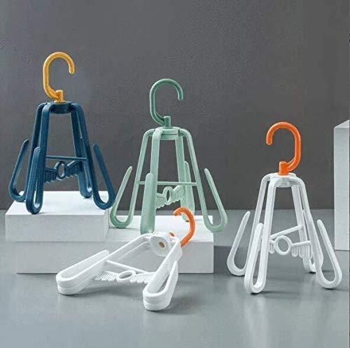 Portable shoe organizer with hooks in blue, green, and white for compact shoe storage and hanging