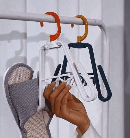 THE GIR FARMER portable shoe organizer hanging slippers on closet rod in white and navy
