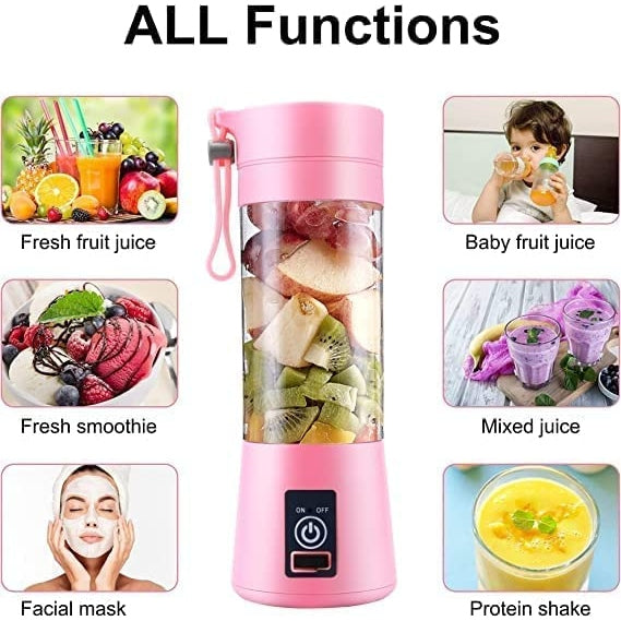 THE GIR FARMER portable smoothie blender in pink with fresh fruit for juice smoothie and protein shake