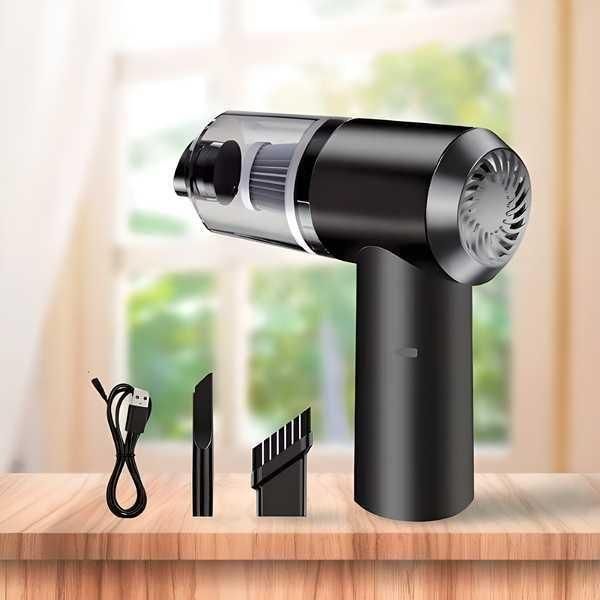 THE GIR FARMER portable vacuum cleaner for car interior with USB charging cable and two nozzle attachments
