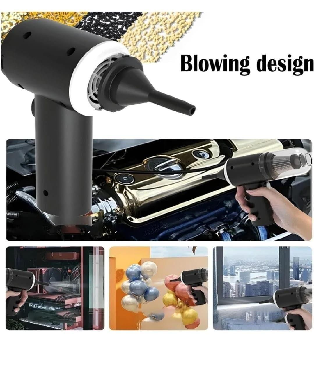 Portable vacuum suction cleaner in black handheld design for car, home, and office cleaning tasks