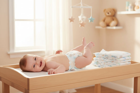 Stack of premium baby diaper 50 pack featuring soft, breathable material for maximum comfort