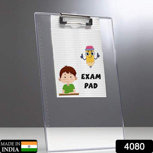 Your Brand premium transparent exam pad with a clip and playful school-themed design