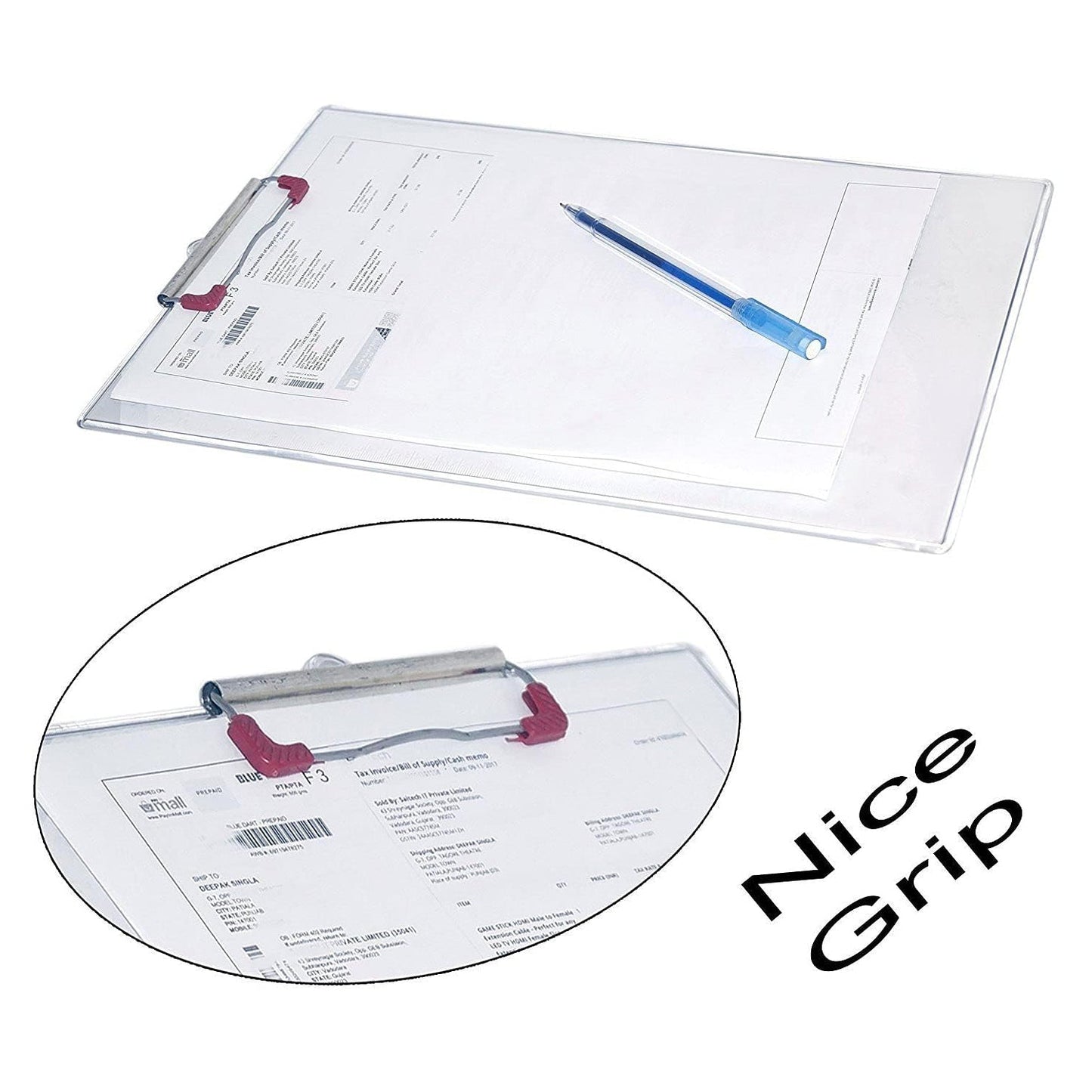 Your Brand premium transparent exam pad with sturdy clip for secure document holding