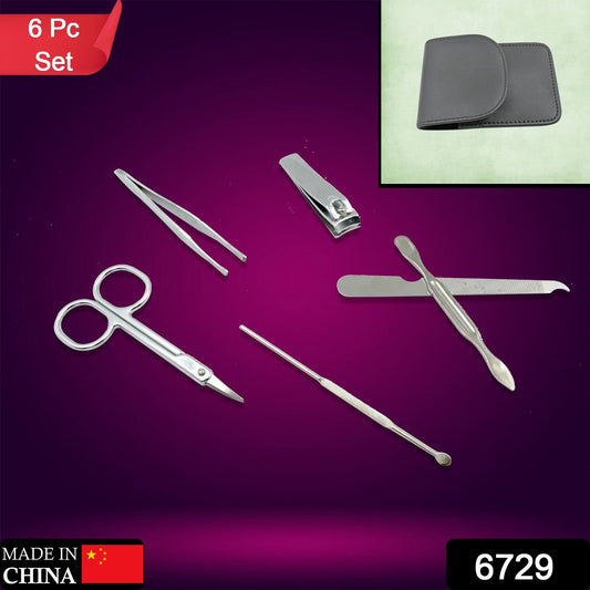 6 Piece Professional Nail Care Kit with Essential Tools for Home Manicures and Pedicures