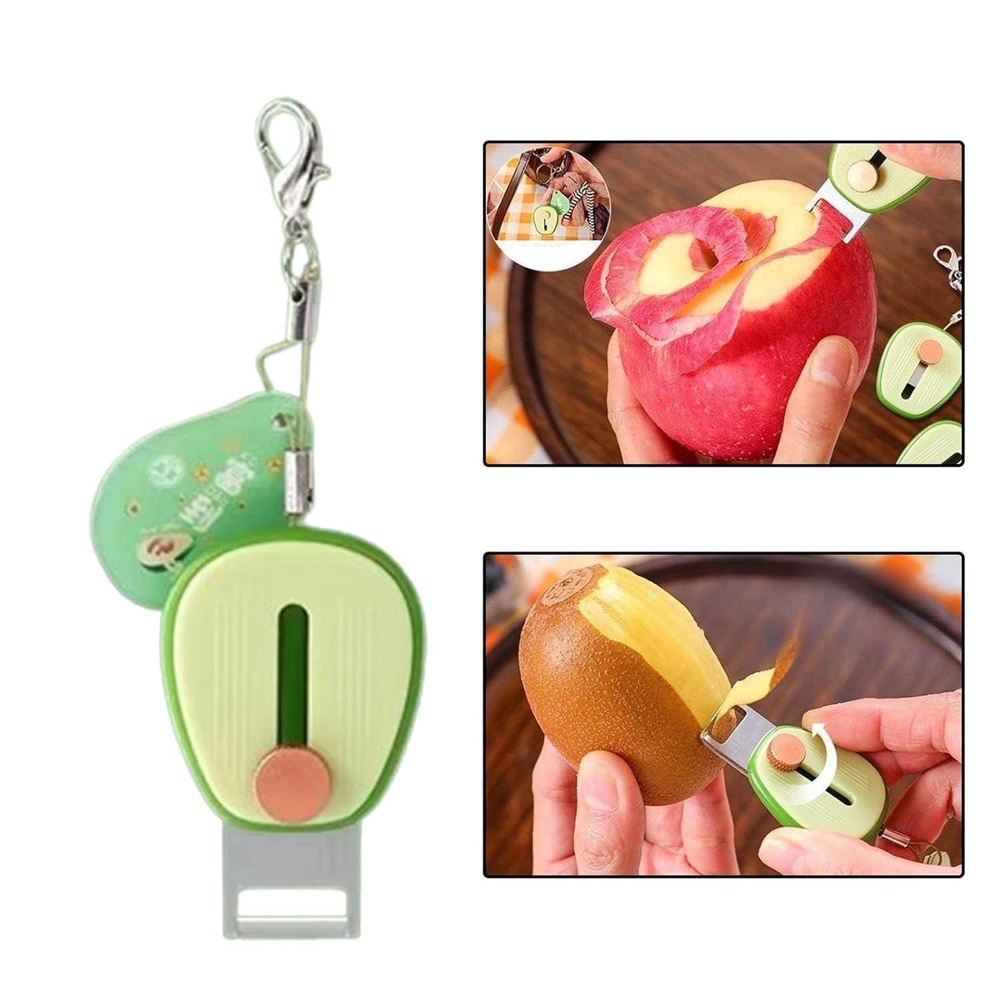 THE GIR FARMER retractable mini vegetable peeler in green with keychain for peeling apples and kiwi