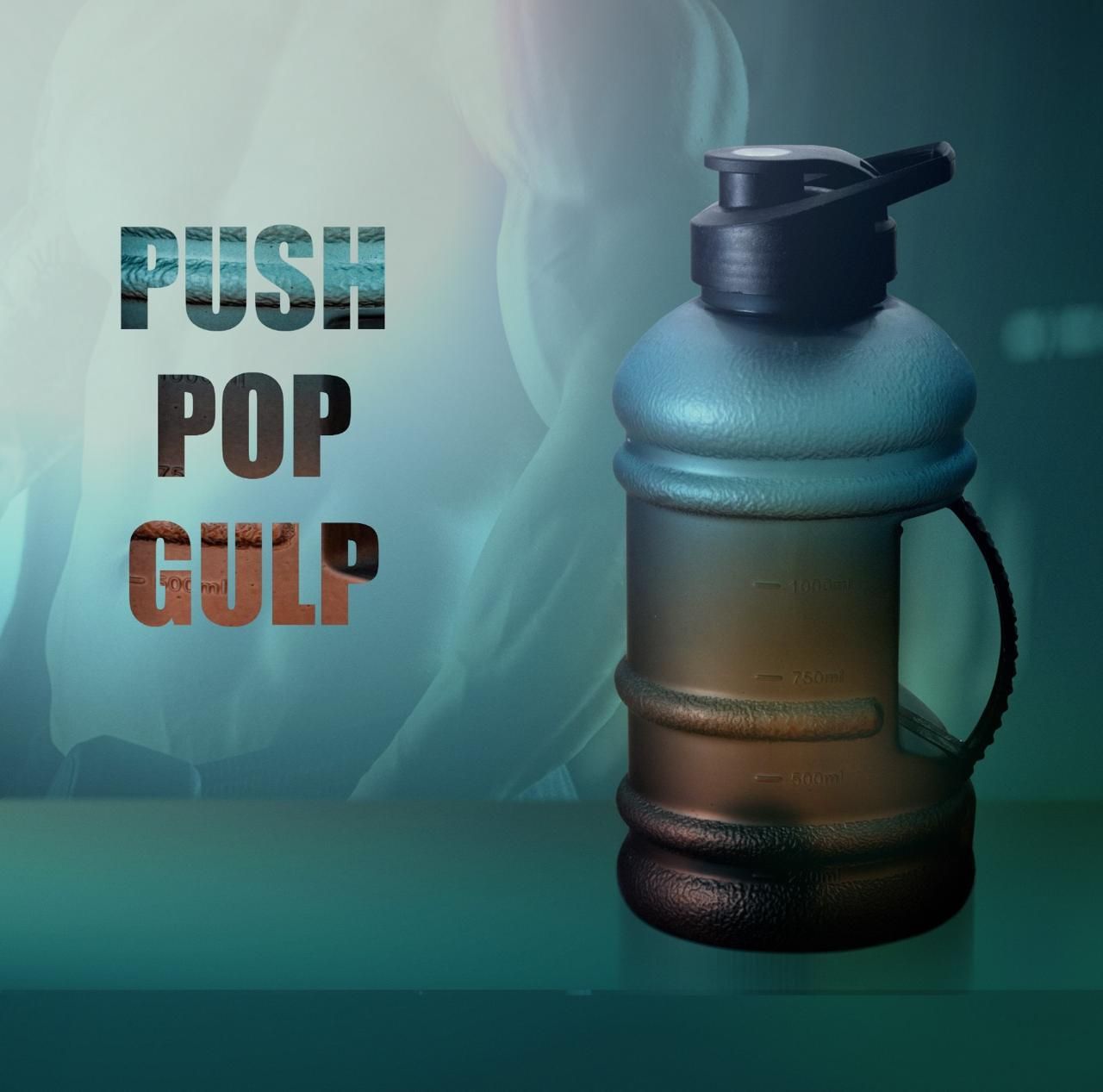 THE GIR FARMER reusable fitness water jug with push pop gulp lid for easy hydration