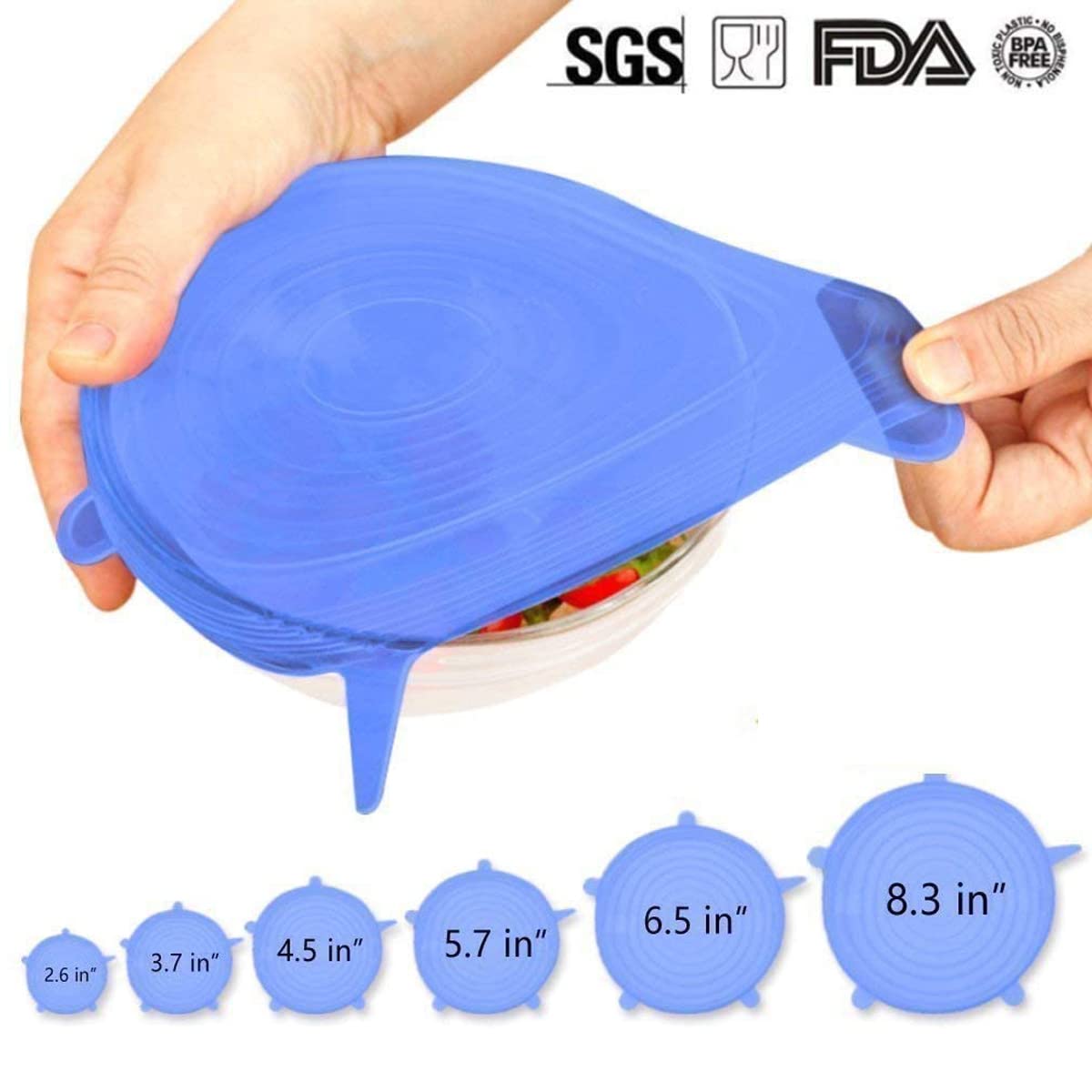 THE GIR FARMER reusable lids for bowls and containers in various sizes with blue silicone stretch covers