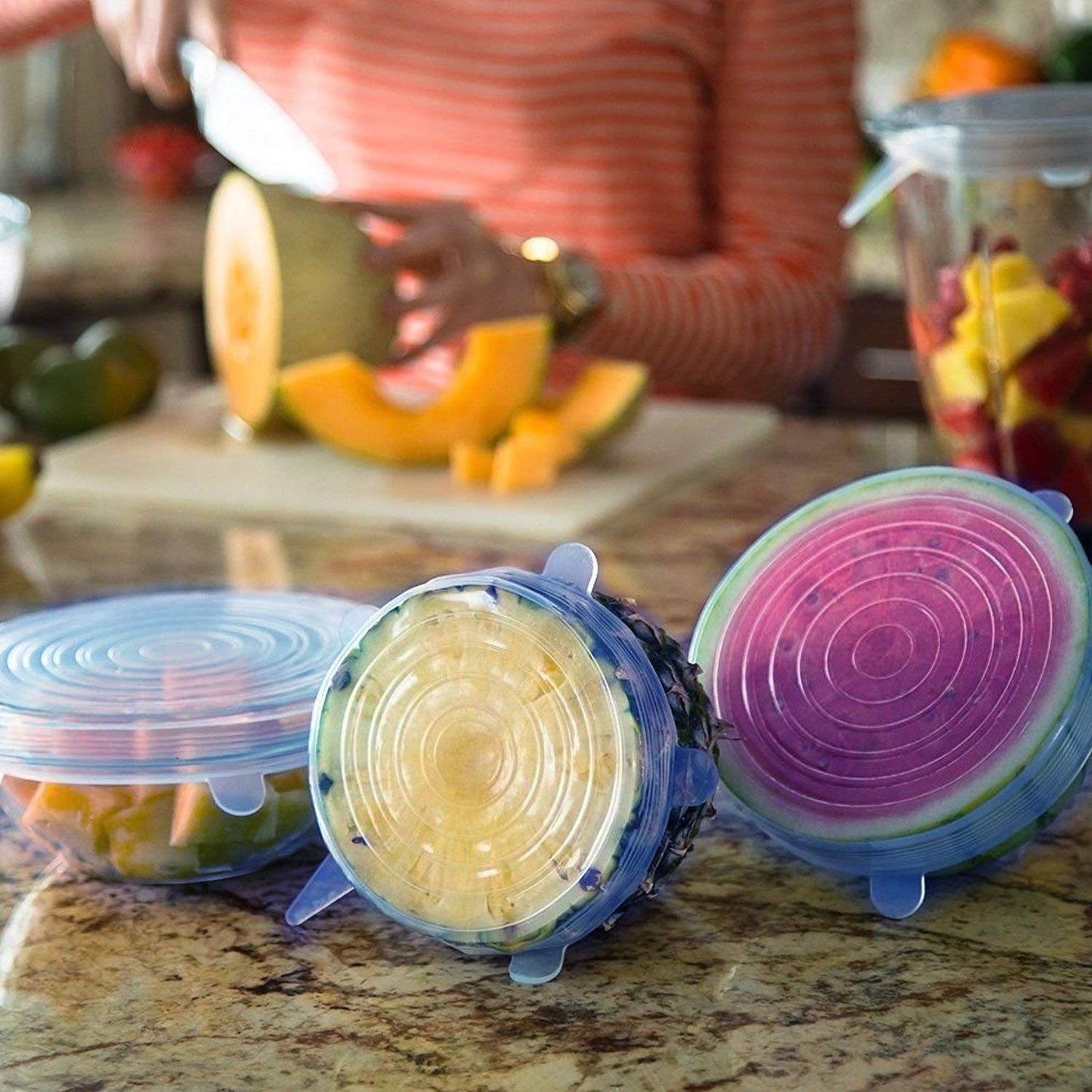 THE GIR FARMER reusable lids for bowls and containers sealing fruit bowls on kitchen counter