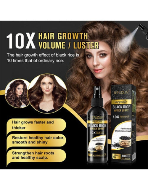 Black rice water for hair growth spray by The Gir Farmer with 10X hair growth volume and luster benefits
