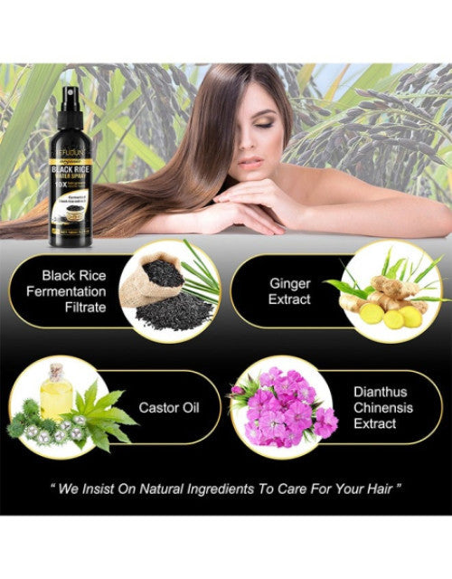 The Gir Farmer black rice water for hair growth with natural ingredients like black rice, ginger, castor oil, and dianthus extract