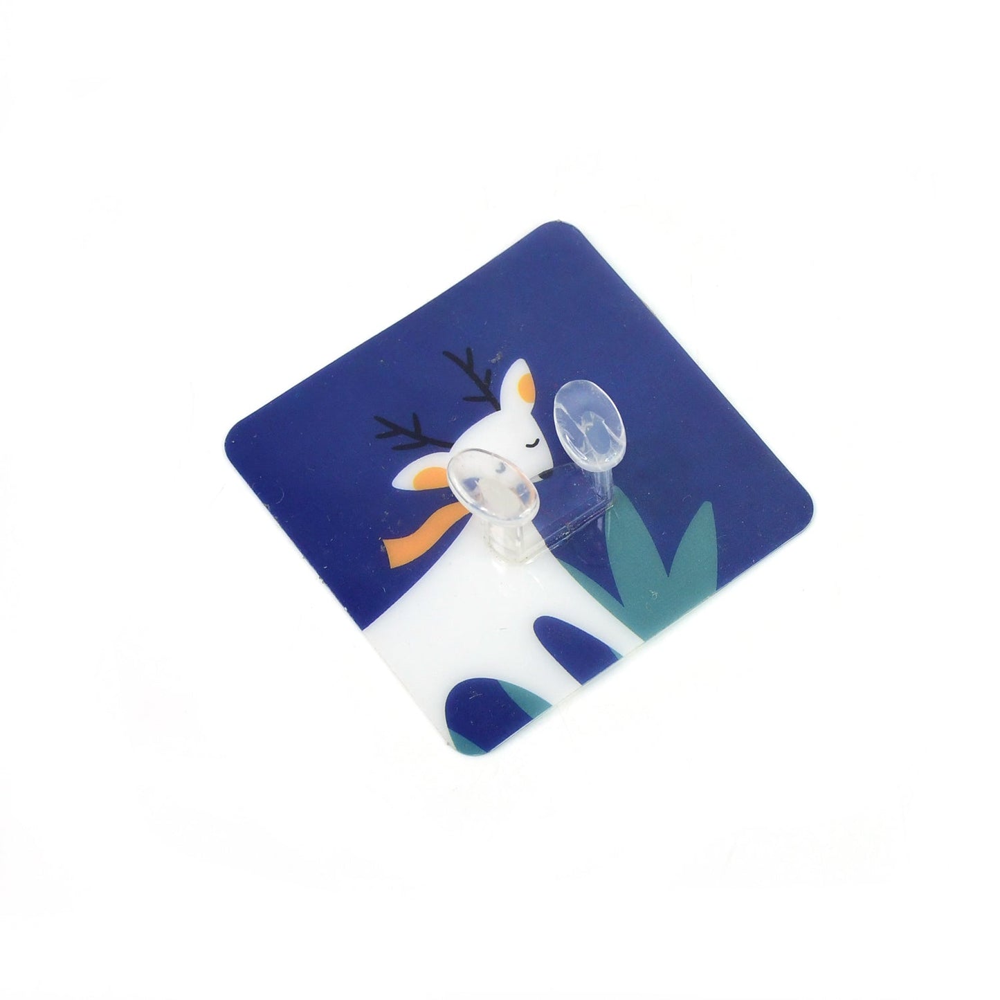 Colorful self-adhesive wall hook featuring a deer design, perfect for home organization