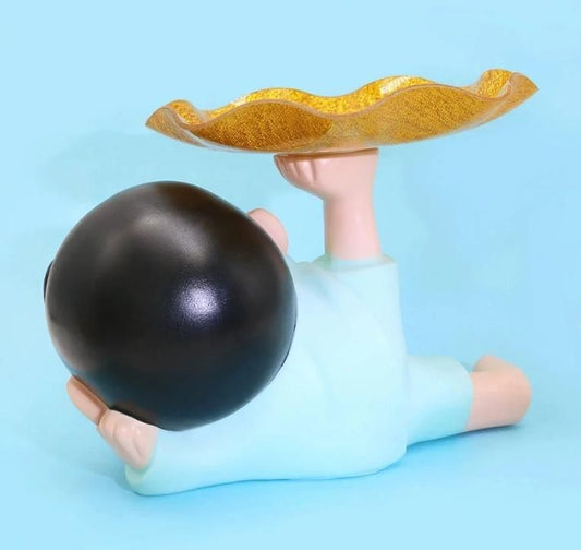 Adorable Shinchan tray holder featuring a playful figure holding a stylish yellow tray