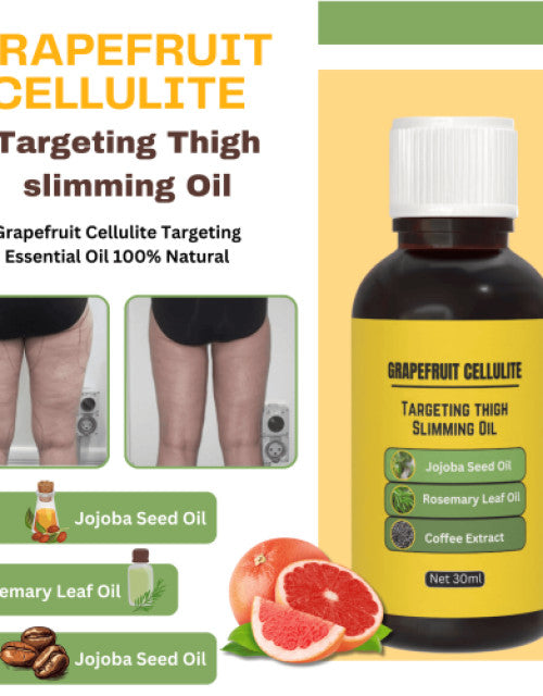 The Gir Farmer grapefruit cellulite treatment oil pack with jojoba seed oil rosemary leaf oil and coffee extract for thigh slimming