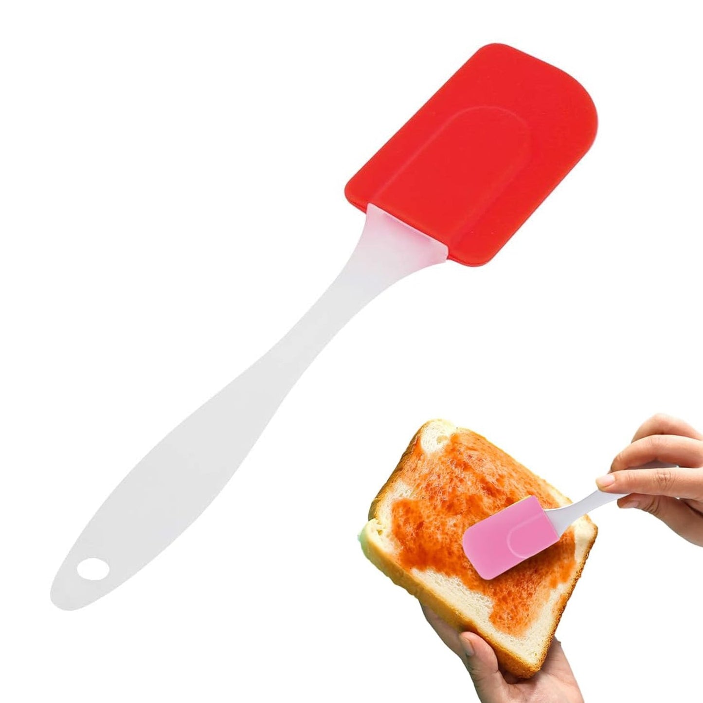 Your Brand Silicone baking spatula in red and pink for easy mixing and scraping in the kitchen